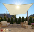 Gorilla Grip Heavy Duty Sun Shade, Uv Protection Fade Tear And Rust Resistant Rectangle Sunshade Canopy, Curved Edges Blocks Sunlight, Breathable Sail, Outdoor Patio, Lawn Garden 10X10 Ft Butter Cream