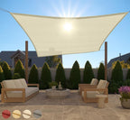 Gorilla Grip Heavy Duty Sun Shade, Uv Protection Fade Tear And Rust Resistant Rectangle Sunshade Canopy, Curved Edges Blocks Sunlight, Breathable Sail, Outdoor Patio, Lawn Garden 10X10 Ft Butter Cream