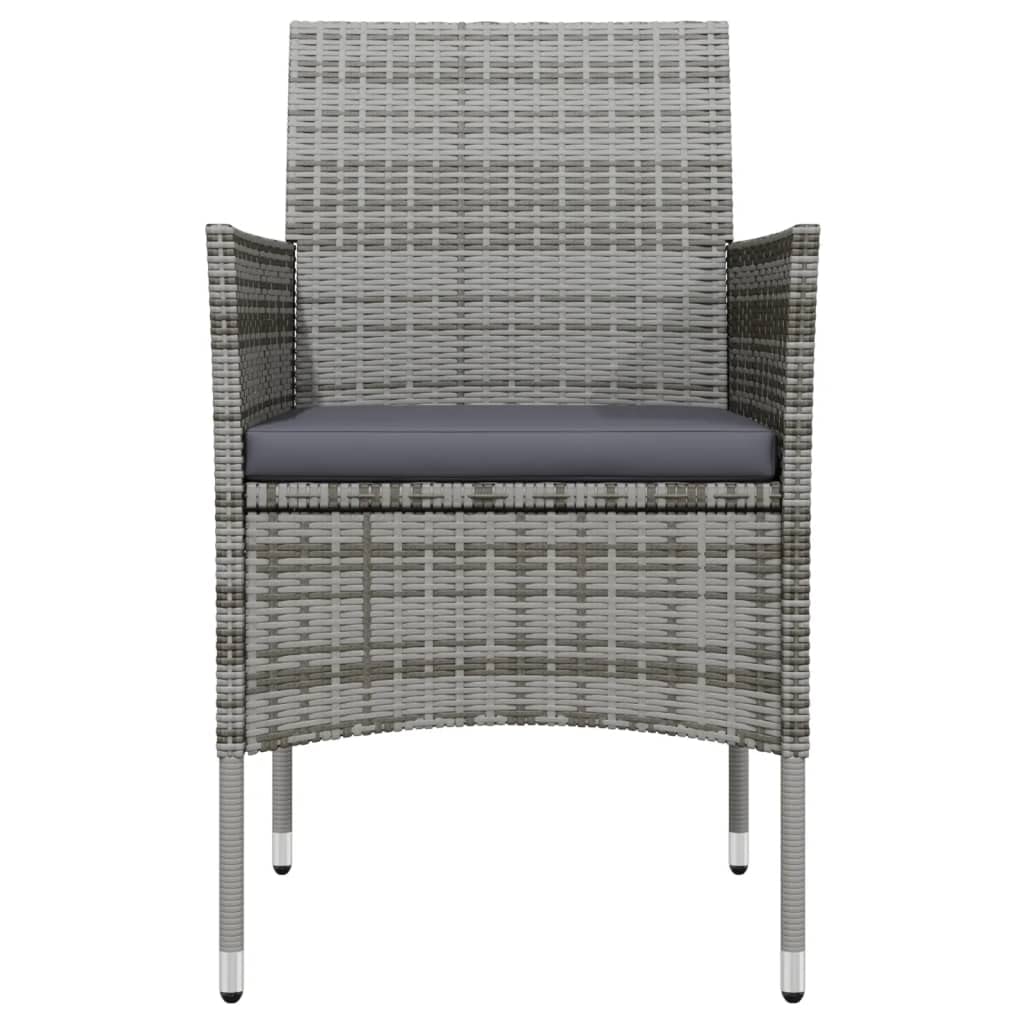 vidaXL Patio Dining Set 3 Piece, Outdoor Dining Set for 2, Table and Chair with Cushions, Dining Chair for Garden Backyard, Gray and Black