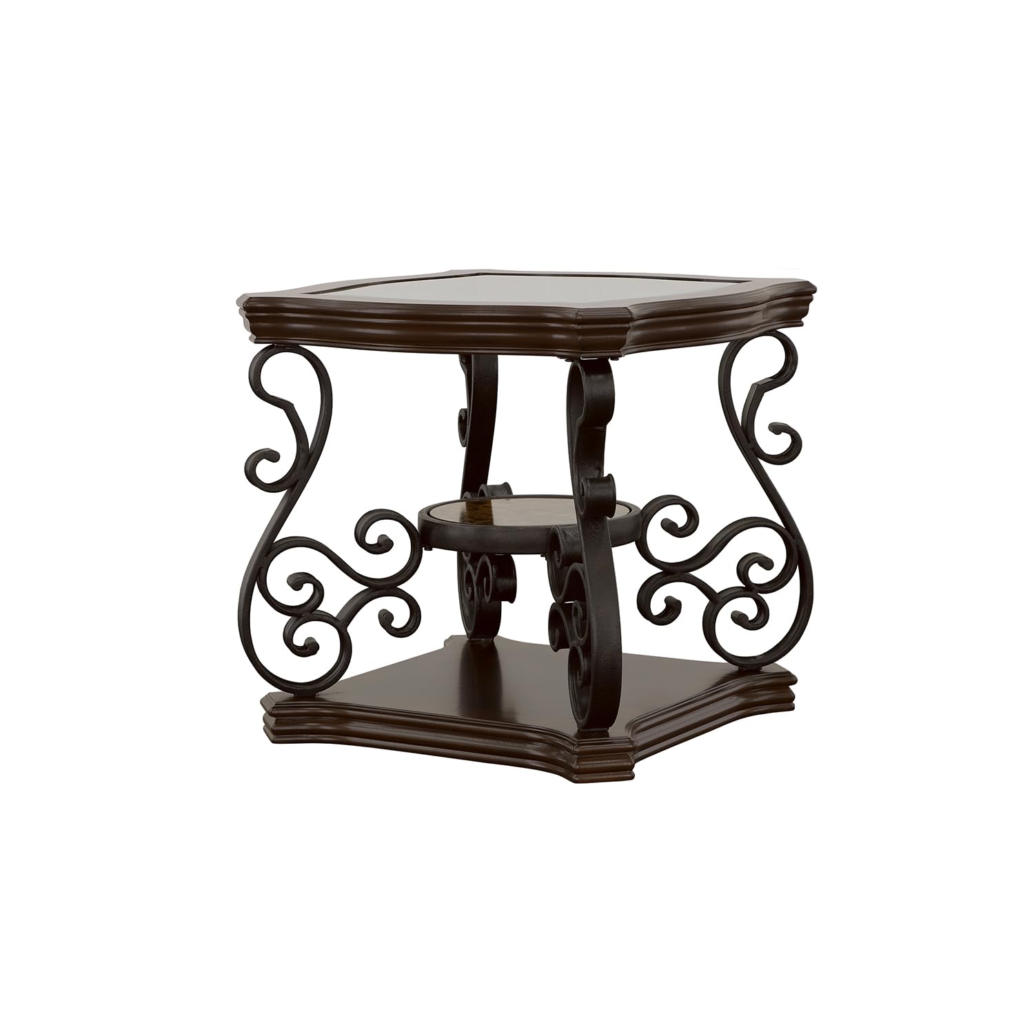 Coaster Furniture End Table with Tempered Glass Top Dark Brown 702447