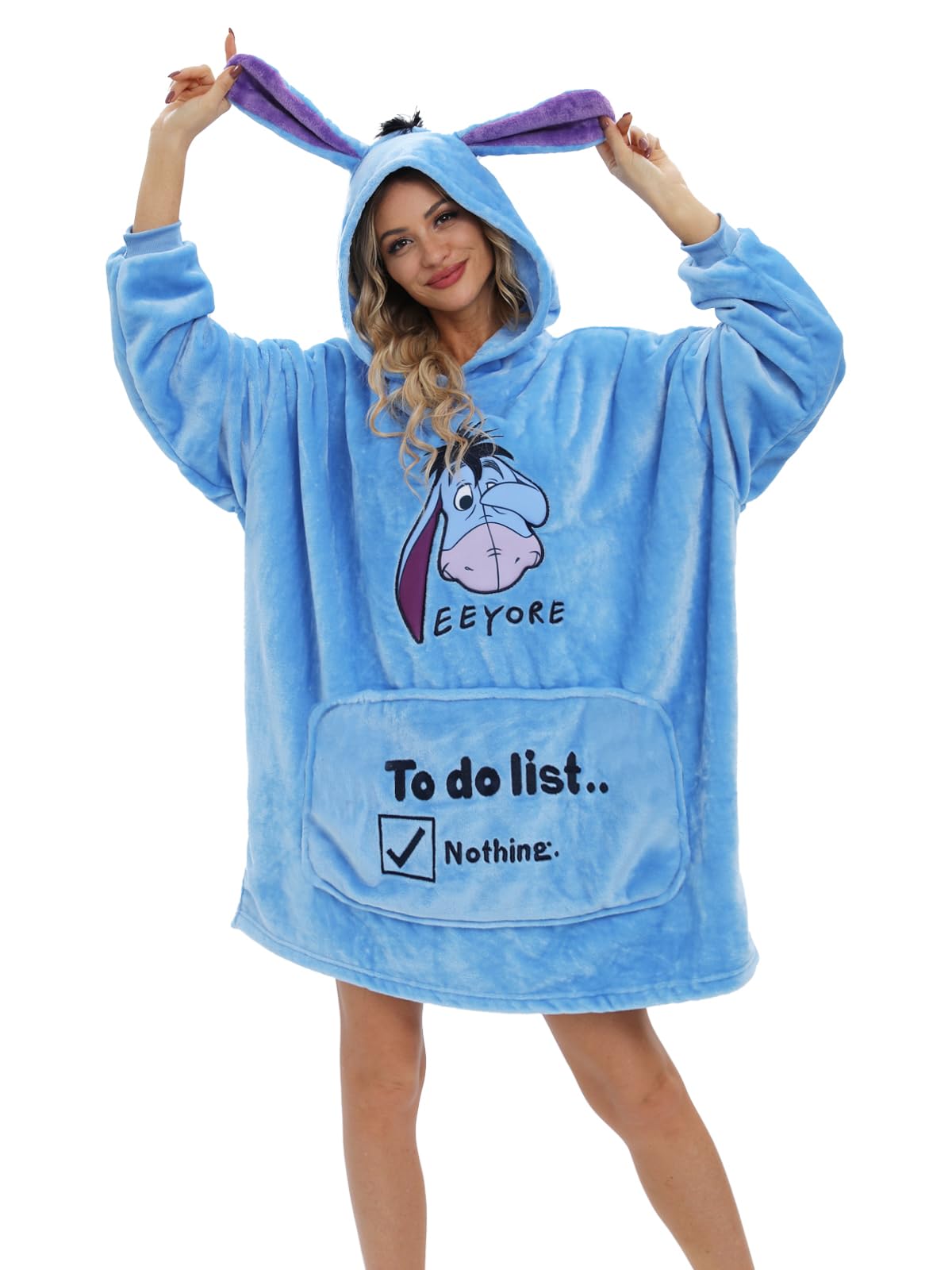 Newcosplay Wearable Blanket Hoodie Plush Cozy Oversized Sweatshirt With Pocket For Adult (Donkey, Adult)