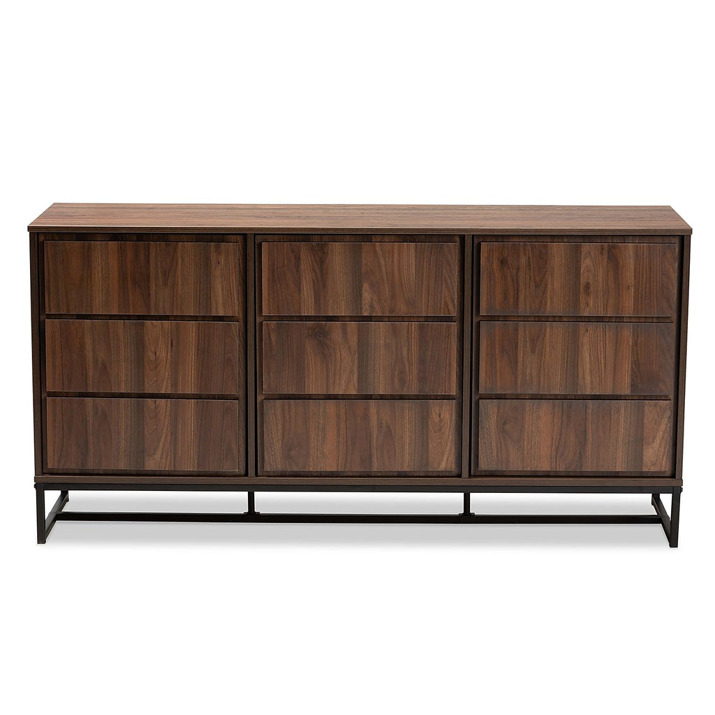 Baxton Studio Neil 59.1-inch W Sideboard Buffet, Walnut Brown and Black (178-11214-HiT)