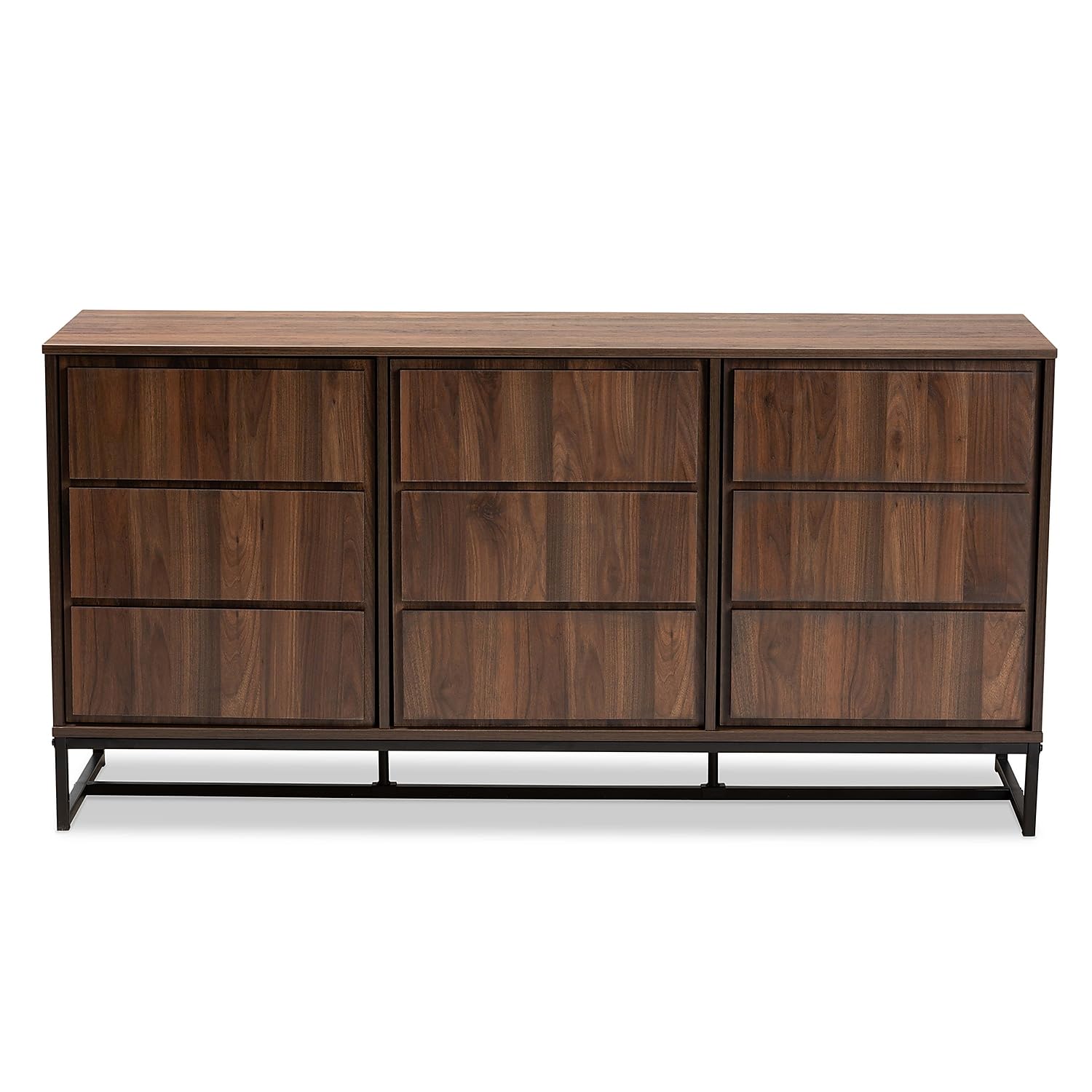 Baxton Studio Neil 59.1-inch W Sideboard Buffet, Walnut Brown and Black (178-11214-HiT)