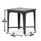 Steve Silver Sherlock Industrial Styling Square End Table, Hardwood Solids w/Iron Framed Base, Distressed Finish, Charcoal End Table, 22" L x 22" W x 24" H, Dark Brown/Charcoal