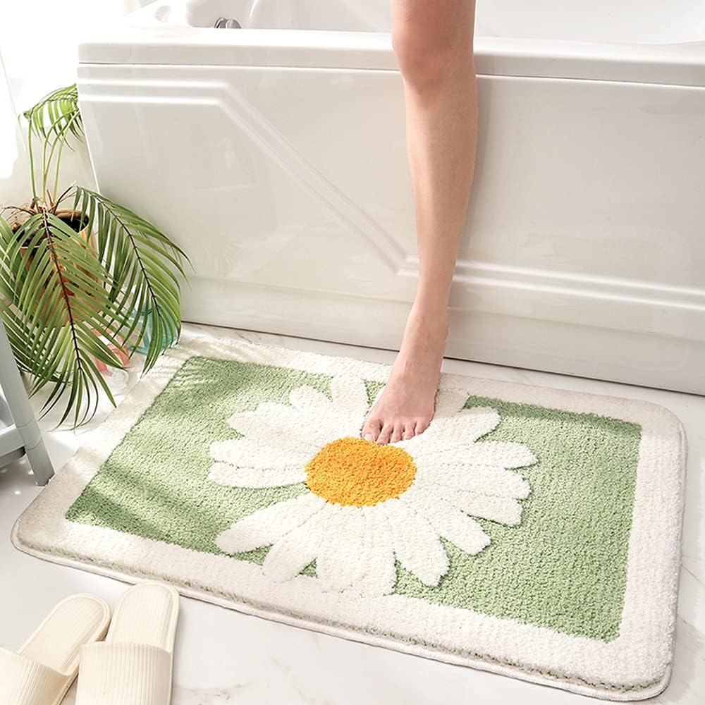 Giewr Pair Rakho, Paani Nahi! | Water Absorbent Flower Bath Mat (60  40 cm) | Super Soft QuickDry NonSlip Bathroom & Home Floo