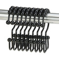 Shower Curtain Hook yyangz 12PCS Black Stainless Steel Shower Curtain Rings, Metal Double Glide Rollers Shower Hooks for Bathroo