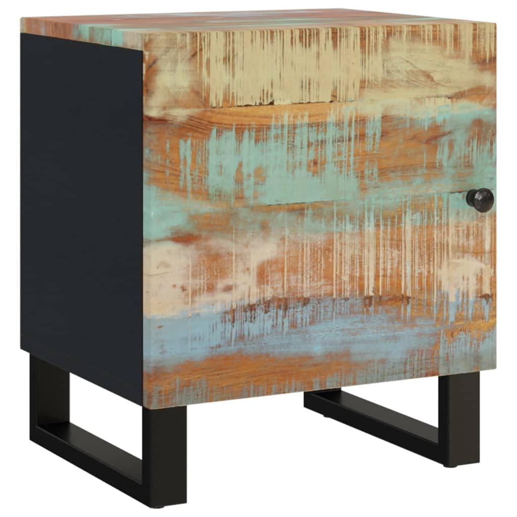 vidaXL Solid Wood Reclaimed Bedside Cabinet with Industrial Design - Black 15.7'x13'x18.1' Nightstand with Spacious Storage