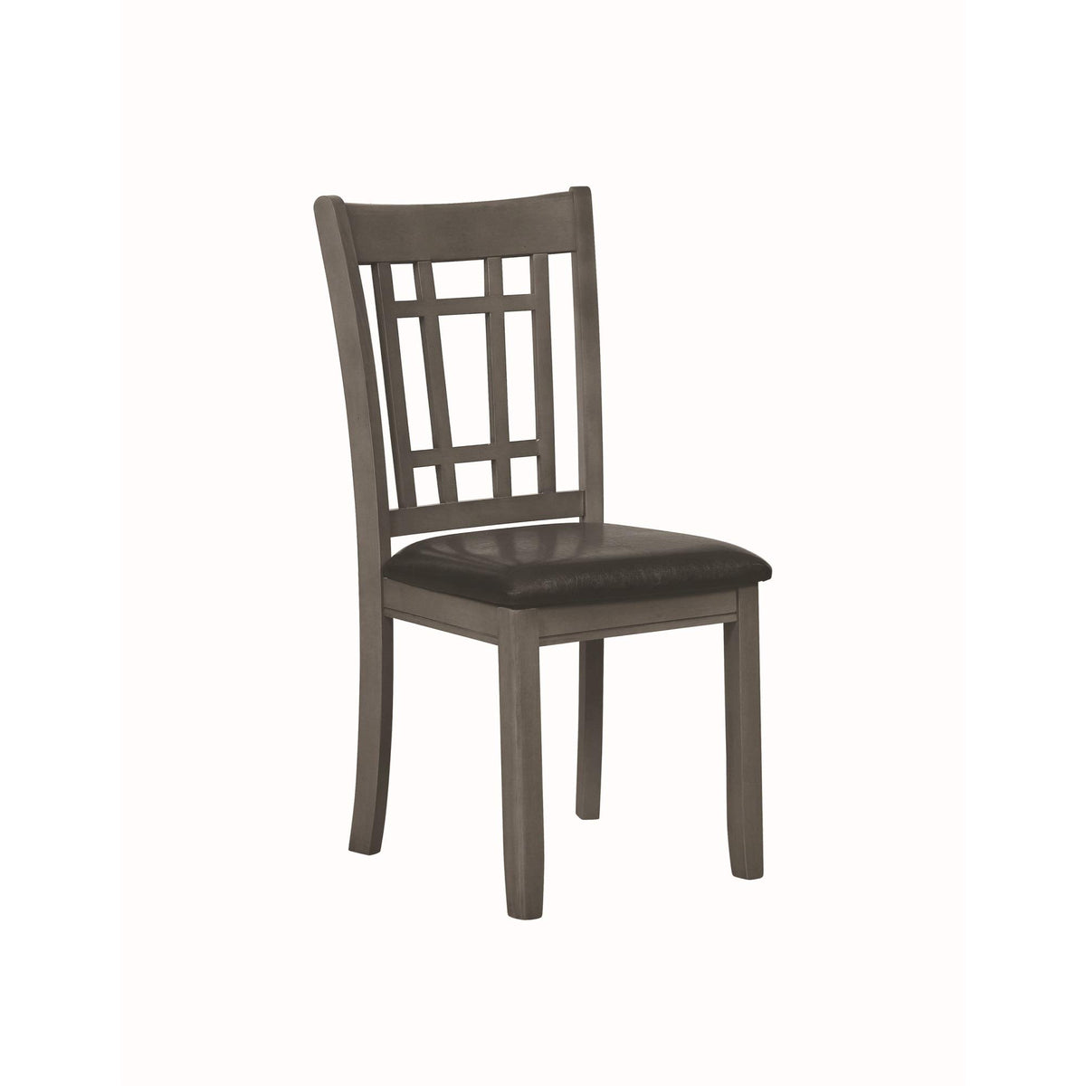 Benjara Cutout Back Wooden Dining Chair With Leatherette Seat, Gray And Black, Set Of Two