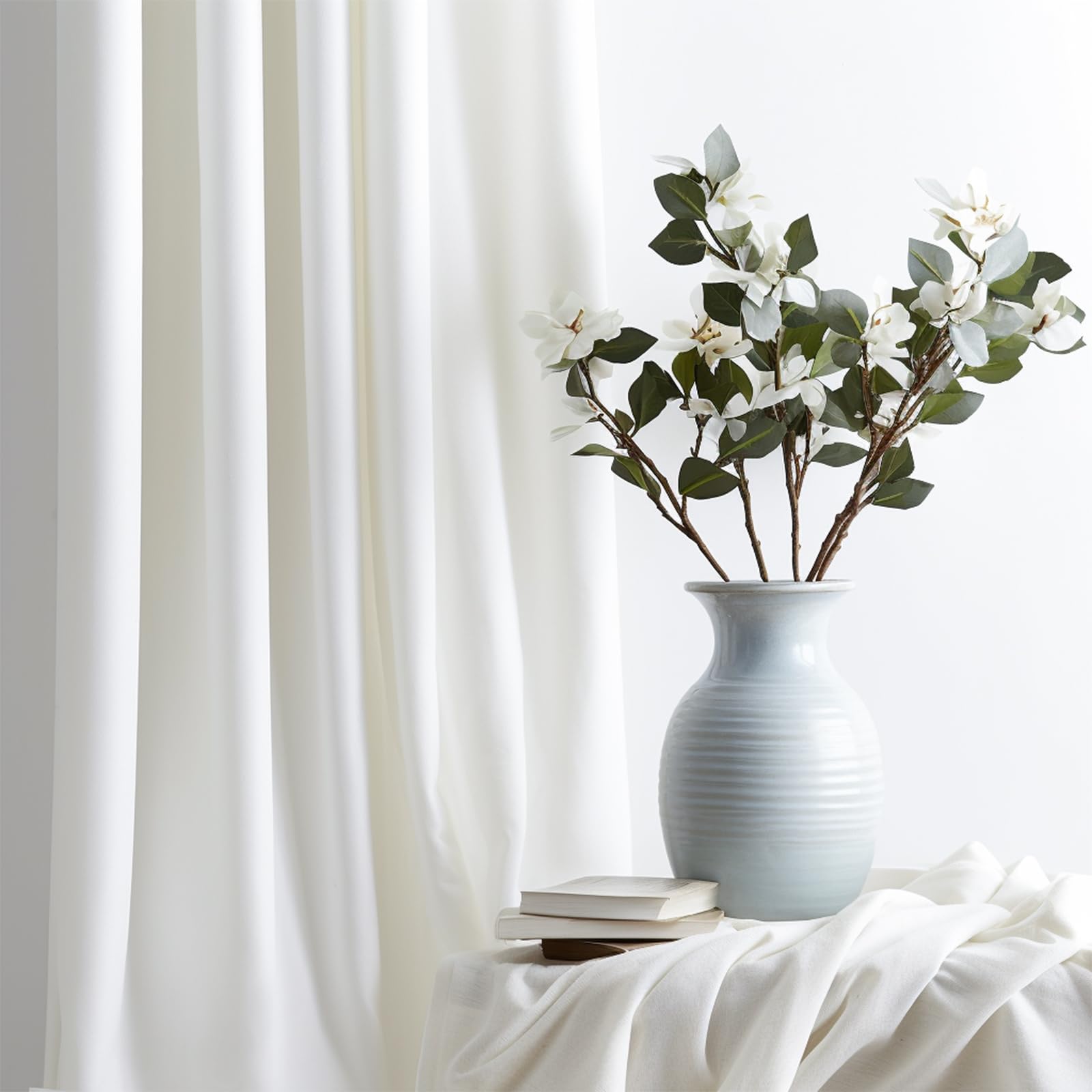Lazzzy White Velvet Curtains Thermal Insulated Curtains 120 Inch Long Light Filtering Window Drapes For Bedroom Living Room Super Soft Luxury Window Treatment 2 Panels Rod Pocket, W42 X L120