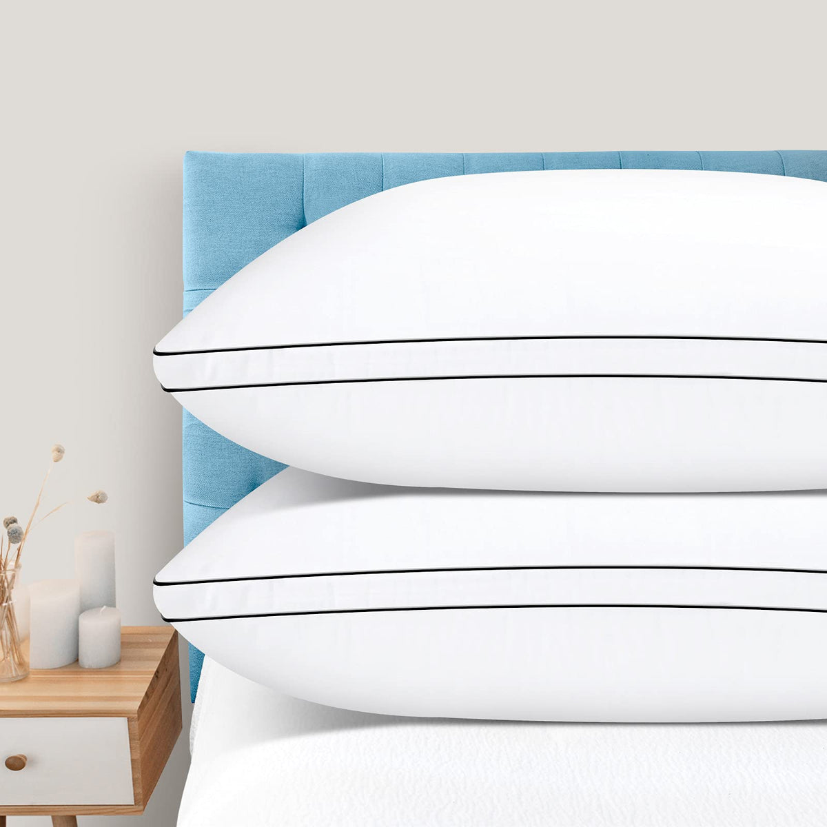 Dolceluna Pillows King Size Set Of 2, Bed Pillows For Sleeping 2 Pack, King Pillows Down Alternative Hotel Luxury Pillow For Sid