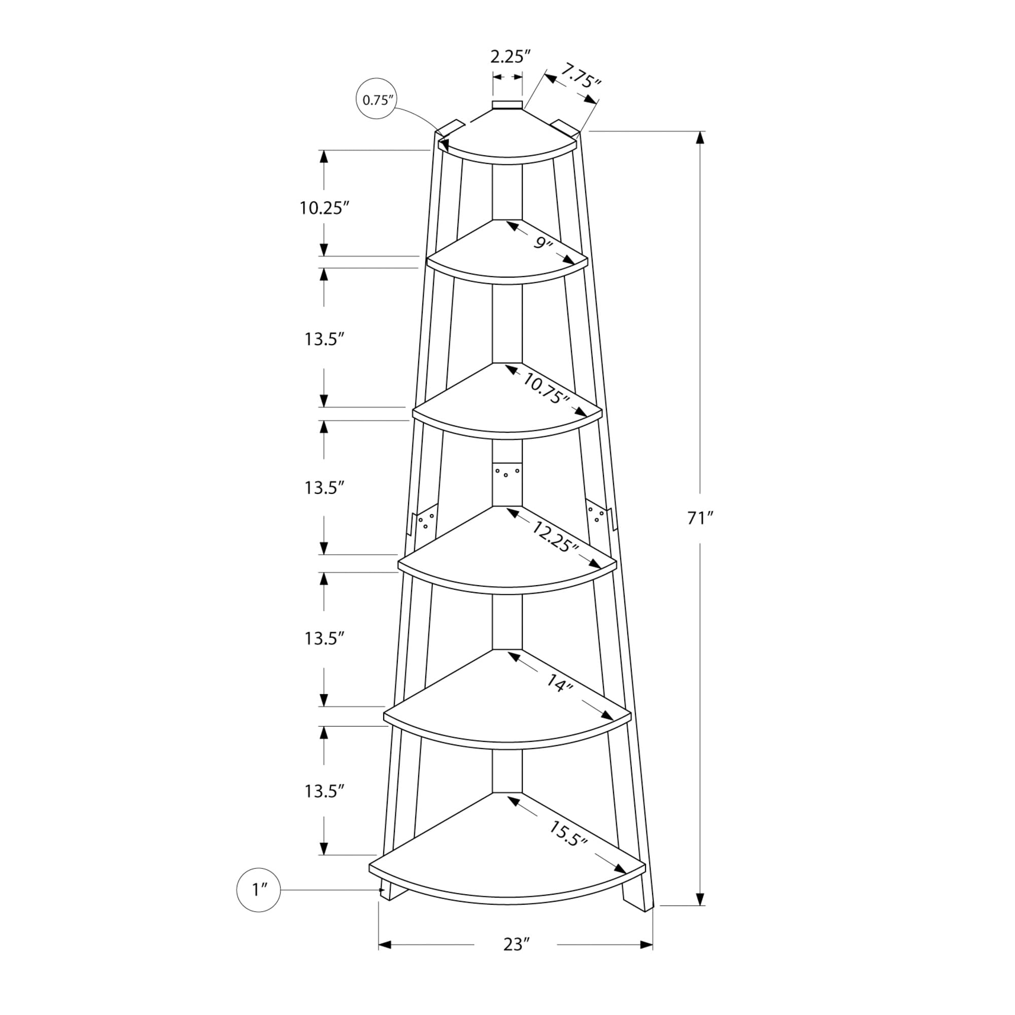 Monarch Specialties I Bookcase, 72&quot;H, Grey/Black