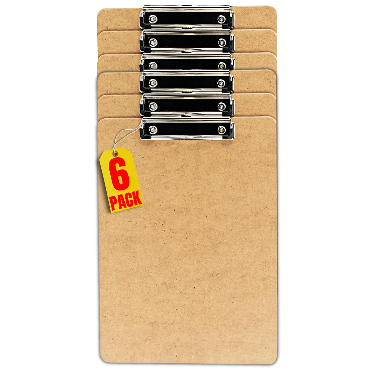 1Intheoffice Legal Size Clipboard, 15.5' X 9', Hardboard With Low Profile Clip, Brown, 6 Pack