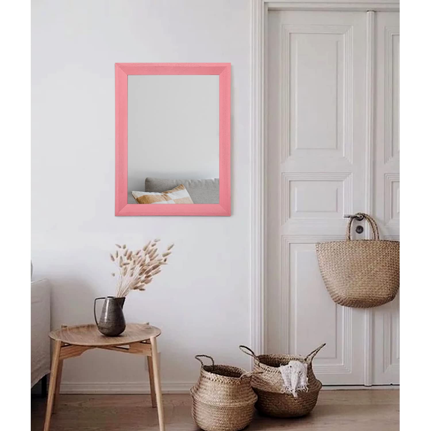 Aazzkang Rectangle Mirror 20''X16'' With Wood Frame Rustic Farmhouse Wall Mirror Decor Bedroom Bathroom Living Room Vanity Mirro