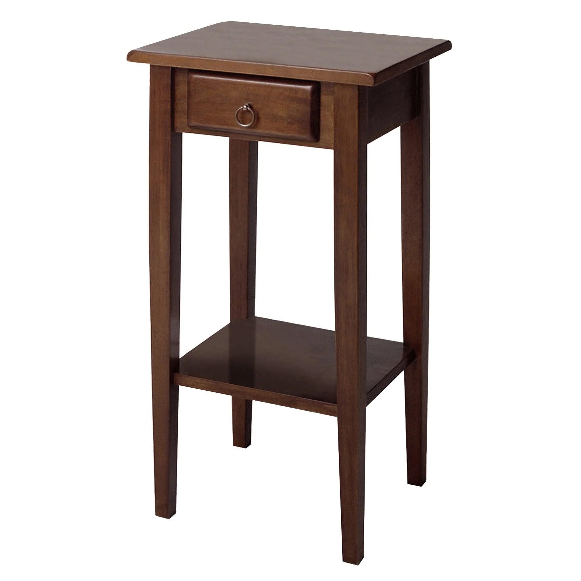 Winsome Regalia Solid Composite Wood Accent Table With Drawer, Shelf - Antique Walnut