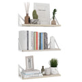 Wallniture Minori Floating Shelves for Wall Storage, Floating Bookshelf Set of 3, Bathroom and Kitchen Organizer Natural Wood Wa
