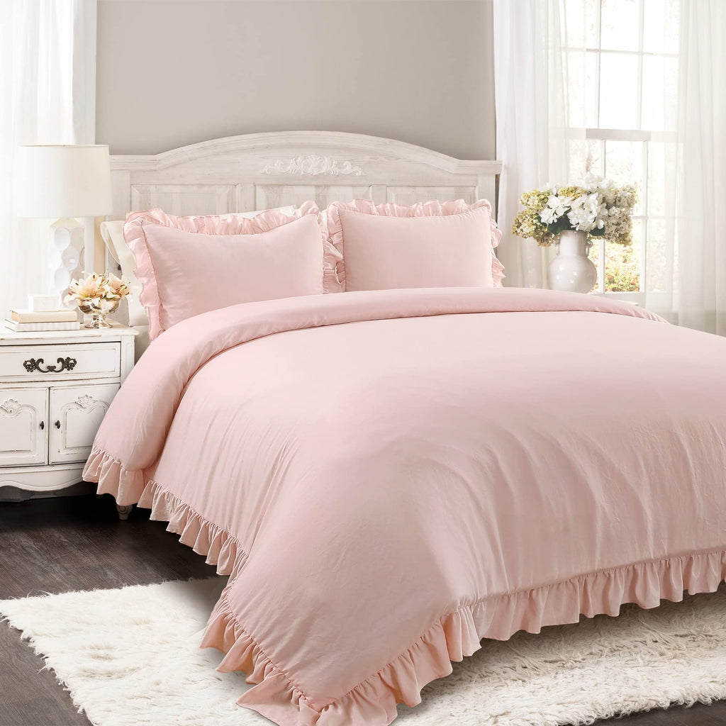 Lush Decor Reyna Ruffle Comforter Set - 3 Piece Cozy Ruffled Bedding Set - Timeless Elegance And Comfort For Bedroom - King, Blu