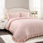 Lush Decor Reyna Ruffle Comforter Set - 3 Piece Cozy Ruffled Bedding Set - Timeless Elegance And Comfort For Bedroom - King, Blu