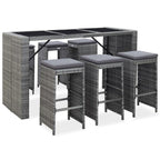 7 Piece Garden Bar Set with Cushions Poly Rattan Gray