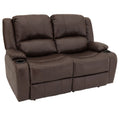 Recpro Charles 58 Powered Double Rv Wall Hugger Recliner Sofa Rv Loveseat (Chestnut)