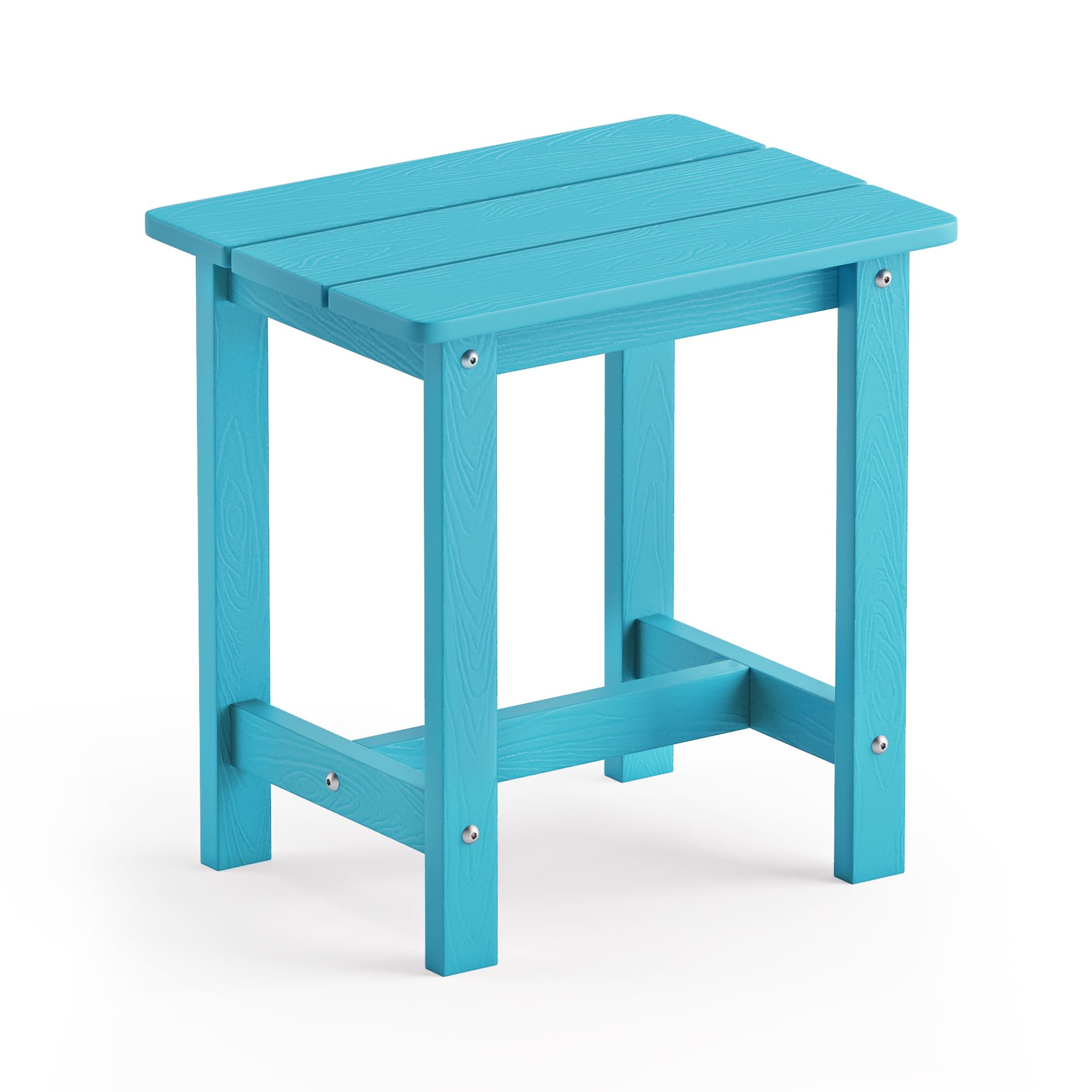 Lue Bona Outdoor Side Table, Hdps Small Outdoor Table, Rectangle Adirondack Side Table, Outside End Table For Patio, Porch, Pool, Weather Resistant/Easy Maintenance/Indoor Or Outdoor Use, Sky Blue
