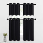 Nicetown Small Kitchen Window Curtains Valances - Thermal Insulated Home Decor Blackout Grommet Tier Curtains Drapes For Basement Window (Black, 42 Inches W By 18 Inches L 1.2 Inches Header,2 Pcs)