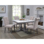 Acme Yabeina Linen Fabric Upholstery Side Chair in Beige and Gray Set of 2