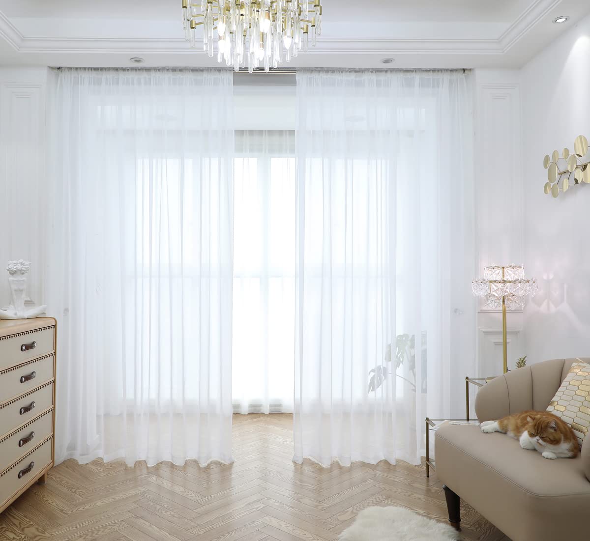 Windows White Sheer Curtains 78 Inches Length 52 Inches Width 2 Panels Set Clear Semi Sheer Curtain Basic Rod Pocket For Bedroom