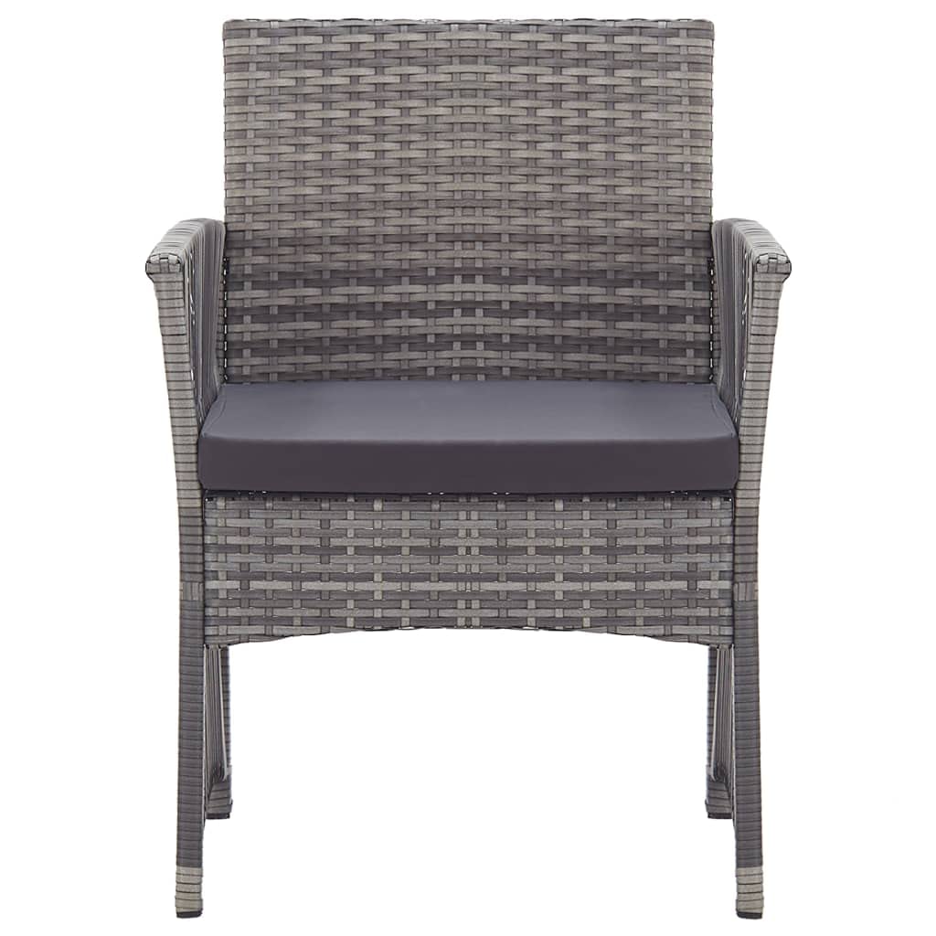 vidaXL Set of 2 Patio Armchairs with Padded Seats - Anthracite Poly Rattan - Outdoor Garden Furniture with Washable Cushion Covers - Requires Assembly