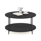 Furinno Besi 2-Tier Modern Round Coffee Table Table with Sturdy Metal Legs, Americano/Black