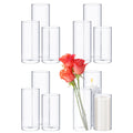 Didaey 12 Pcs Glass Cylinder Vases Clear Flowers Vase Decorative 6,8,10 Inch Floating Candles Holders Table Centerpieces for Wed