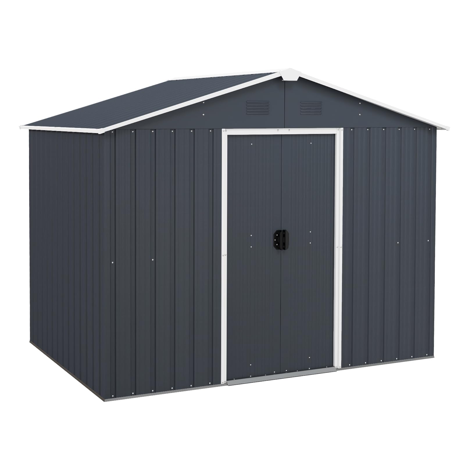 Goplus Outdoor Storage Shed With Floor Foundation, Large Garden Tool Bike Shed With Lockable Sliding Door & Air Vents, Weather-R