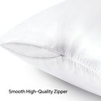 Bedelite Satin Pillowcase With Zipper 2 Pack, White Pillow Cases Standard Size, Super Soft And Cooling Similar To Silk Pillow Ca
