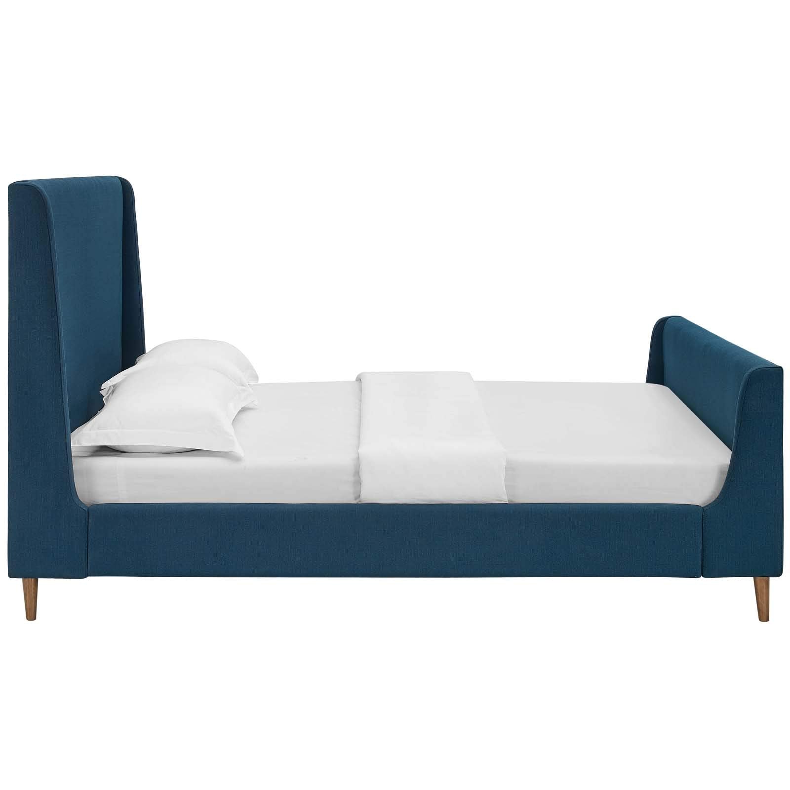 Modway Aubree Upholstered Fabric Sleigh Queen Platform Bed In Azure