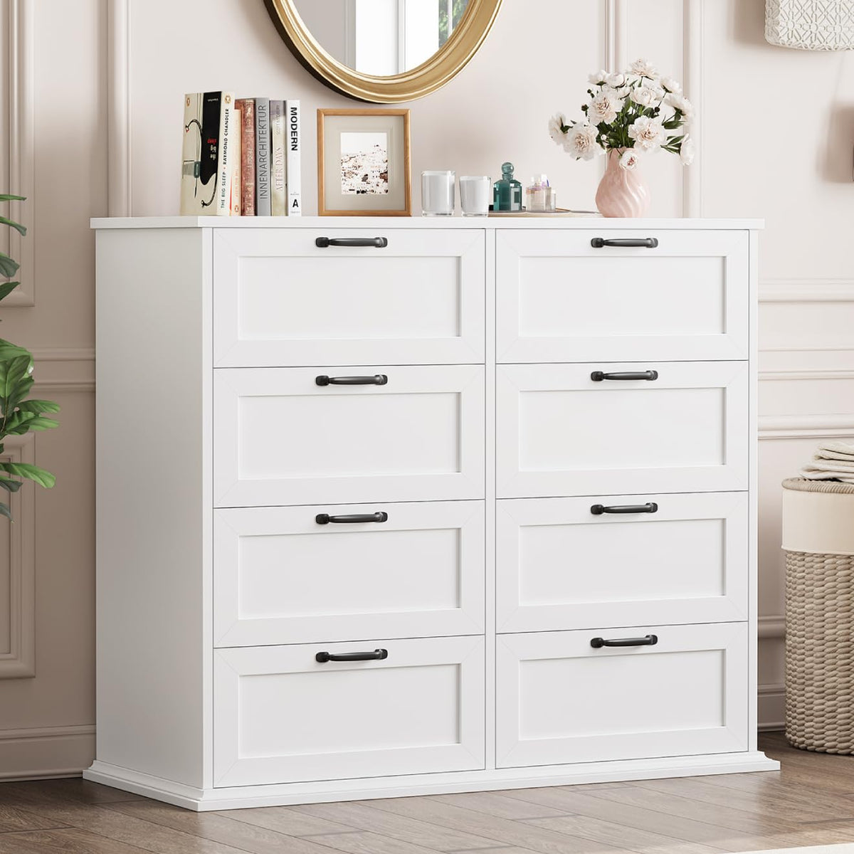 Botlog BOTLOG White Dresser for Bedroom, Wood Chest of Drawers, Large Modern ...