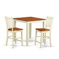 East West Furniture VNGR3-WHI-W 3 Piece Counter Height Dining Set for Small Spaces Contains a Square Kitchen Table and 2 Dining Room Chairs, 36x36 Inch, Buttermilk & Cherry