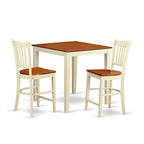 East West Furniture VNGR3-WHI-W 3 Piece Counter Height Dining Set for Small Spaces Contains a Square Kitchen Table and 2 Dining Room Chairs, 36x36 Inch, Buttermilk & Cherry