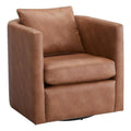 Comfort Pointe Sheldon Saddle Brown Faux Leather Swivel Barrel Chair