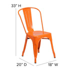 Flash Furniture Metal Colorful Restaurant Chair, 20&Quot; Dx18 Wx33 H, Orange/Teak