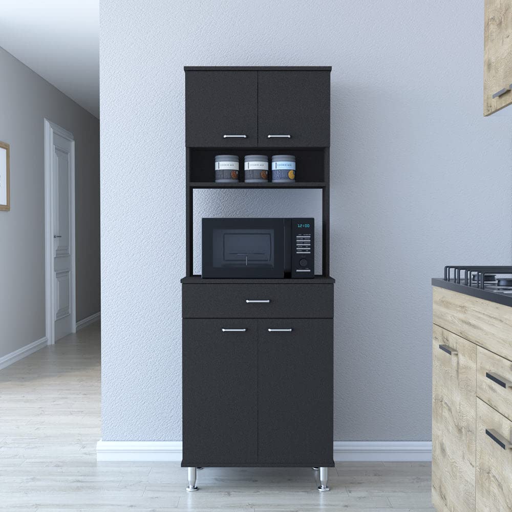 Pantry Piacenza,Two Double Door Cabinet - Black