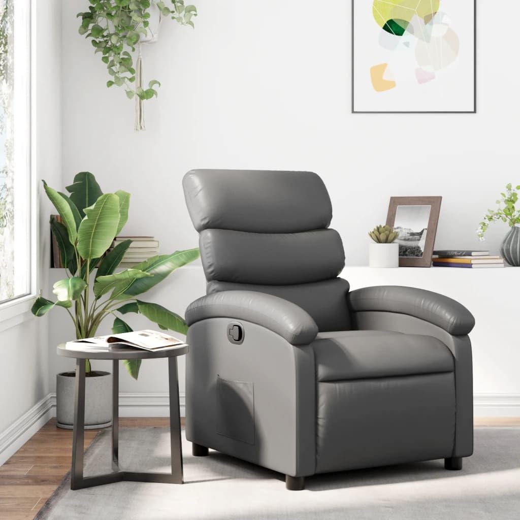 vidaXL Reclining Armchair, Seat with Armrest Back, Television Rest Armchair, Lounge Office Chair, Synthetic Leather Grey