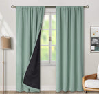 Bgment Blackout Curtains With Thermal Insulation Liner Curtains 84 Inches Long, Rod Pocket And Back Tab Double Layer Room Darkening Window Curtain For Bedroom(42 X 84 Inch, 2 Panels, Frosty Green)