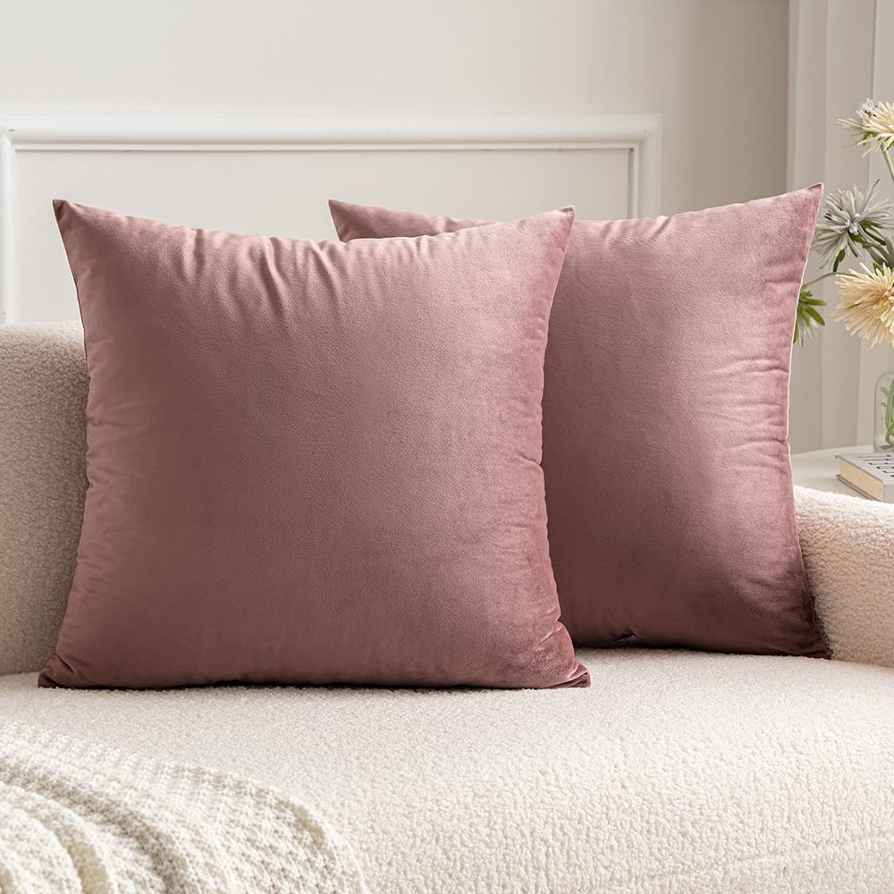 Miulee Pack Of 2 Decorative Velvet Pillow Covers Soft Square Throw Pillow Covers Solid Cushion Covers Jam Pillow Cases For Sprin