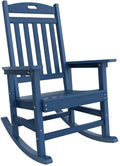 Yefu Outdoor Rocking Chair Oversized,Seat Depth 22',Backrest Height 31',Patio Poly Wide Rocker Chair With 380Lbs Weight Capacity,Weather Resistant,For Lawn,Porch,Backyard,Indoor And Garden(Navy Blue)