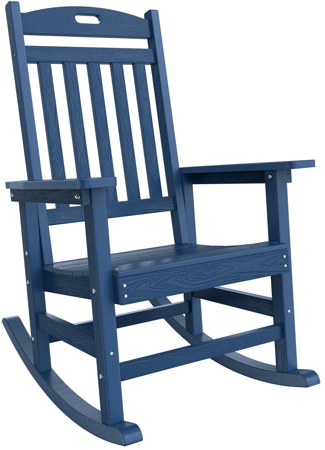 Yefu Outdoor Rocking Chair Oversized,Seat Depth 22',Backrest Height 31',Patio Poly Wide Rocker Chair With 380Lbs Weight Capacity,Weather Resistant,For Lawn,Porch,Backyard,Indoor And Garden(Navy Blue)
