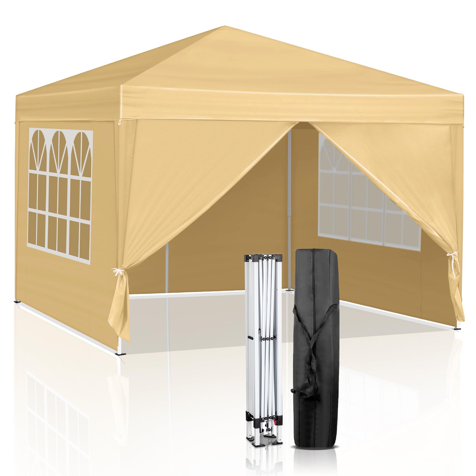 Outvita 10X10Ft Ez Pop Up Canopy, Portable Instant Canopy Tent With 4 Sidewalls For Outdoor Events, Party, Wedding, Birthday,Gra