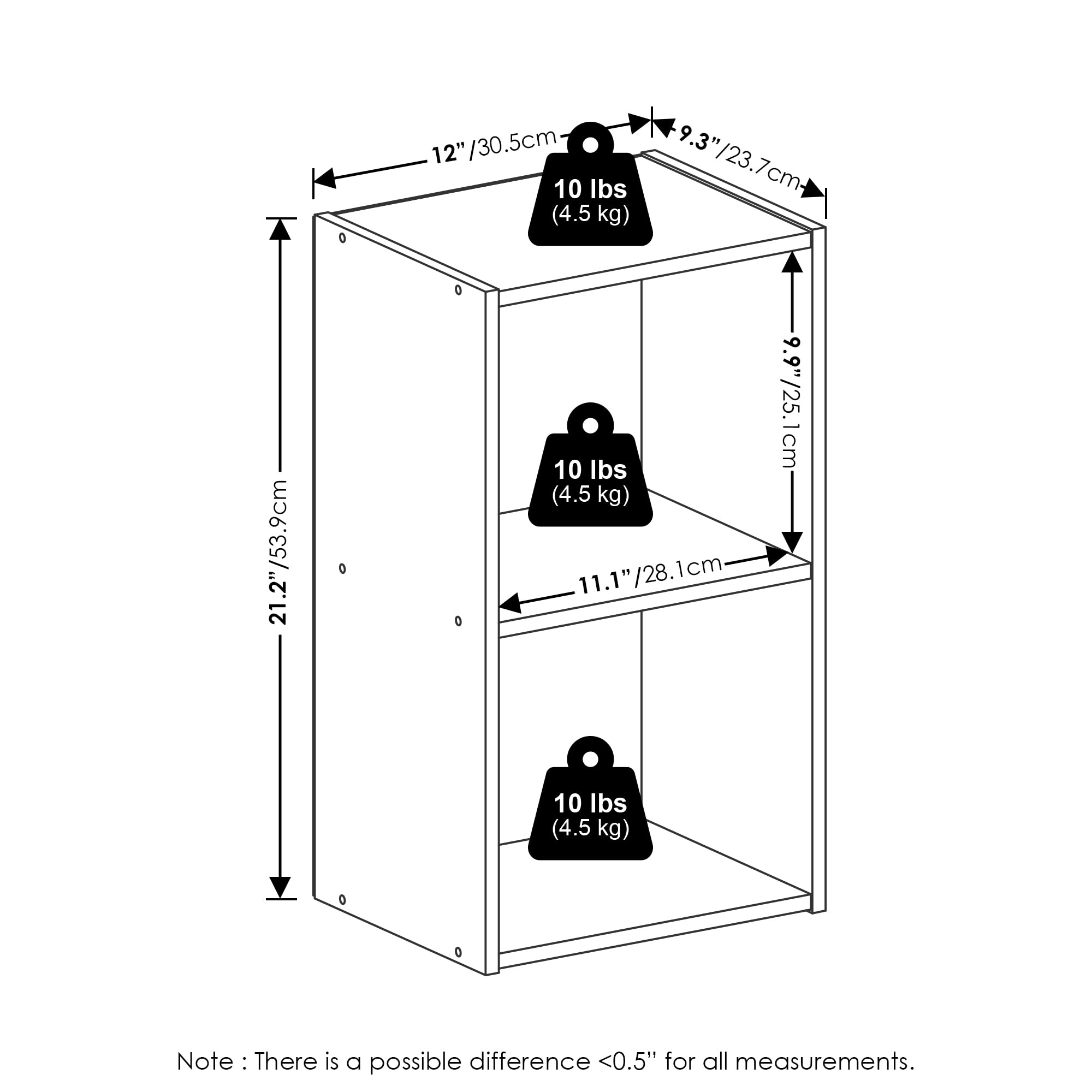 Furinno Pasir 2-Tier Open Shelf Bookcase, Amber Pine