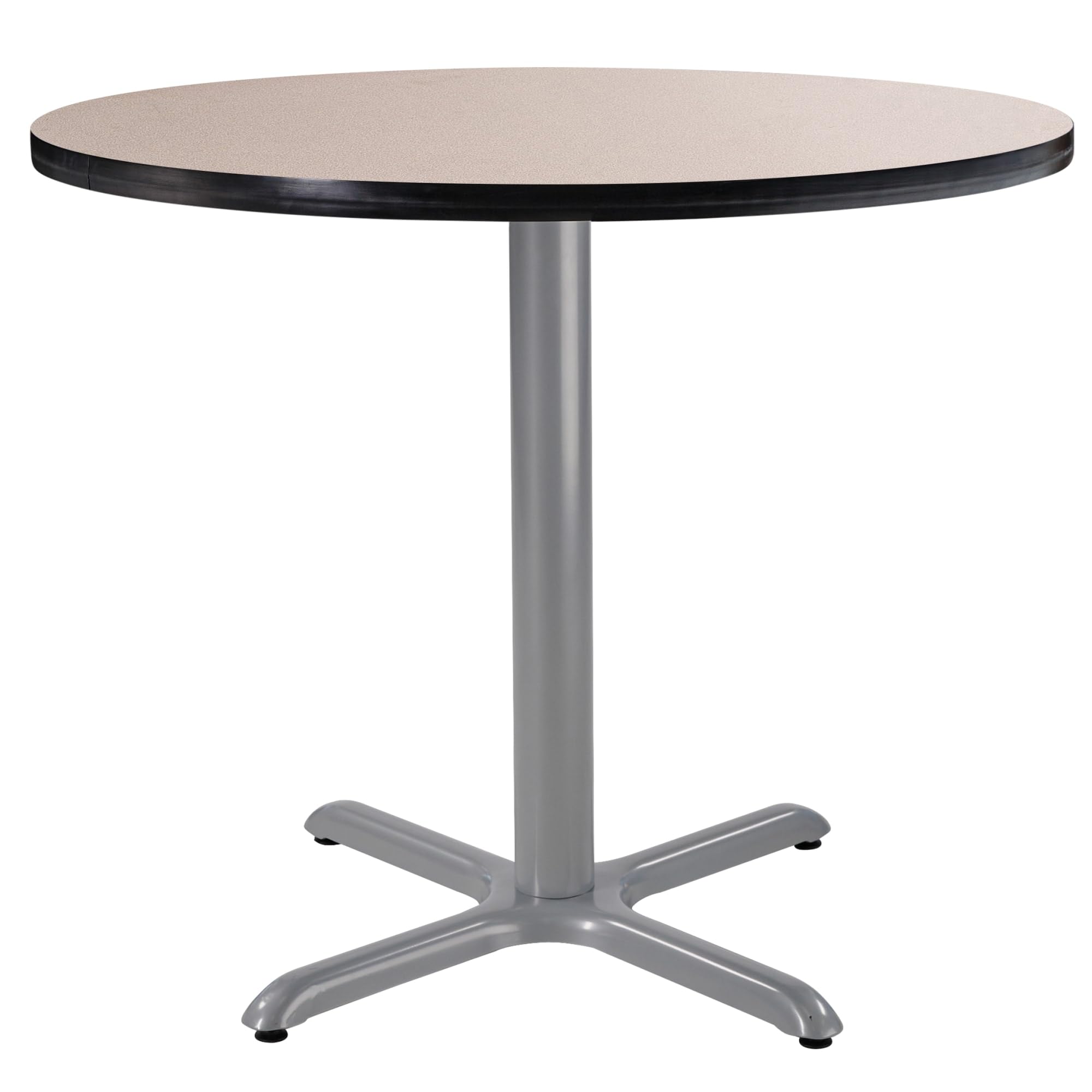 National Public Seating Nps 36&Quot; Round Cafe Table With X Base, 30&Quot; Height, Particleboard Core/T-Mold, Grey Nebula Top, Grey Frame