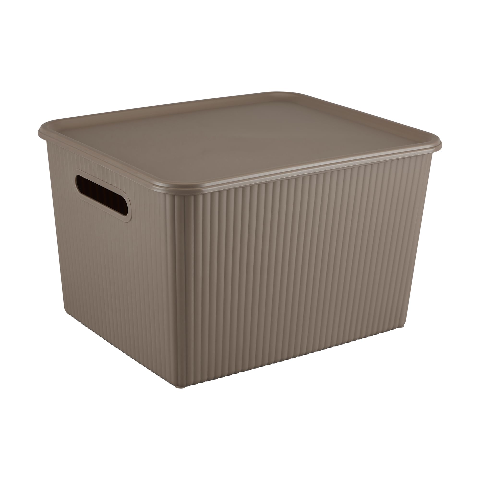 Kolorr Ribbed Baskets Large Pack Of 1 With 1 Standard Lid (NonAirtight LooseFit Cover) Multipurpose Plastic Storage Baskets Fo