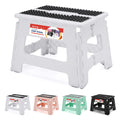 Acstep 9 Inch Folding Step Stool 300 Lb Capacity Non Slip Foot Stool With Handle Plastic Foldable Step Stools For Kids Stepping Stool For Bathroom Black Small Step Stool (1 Pc White)