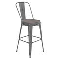 Flash Furniture Lincoln Commercial Indoor Metal Bar Stool - Clear Coated Metal Frame - Gray Polystyrene Seat - 24 Inches High - Vertical Slat Back